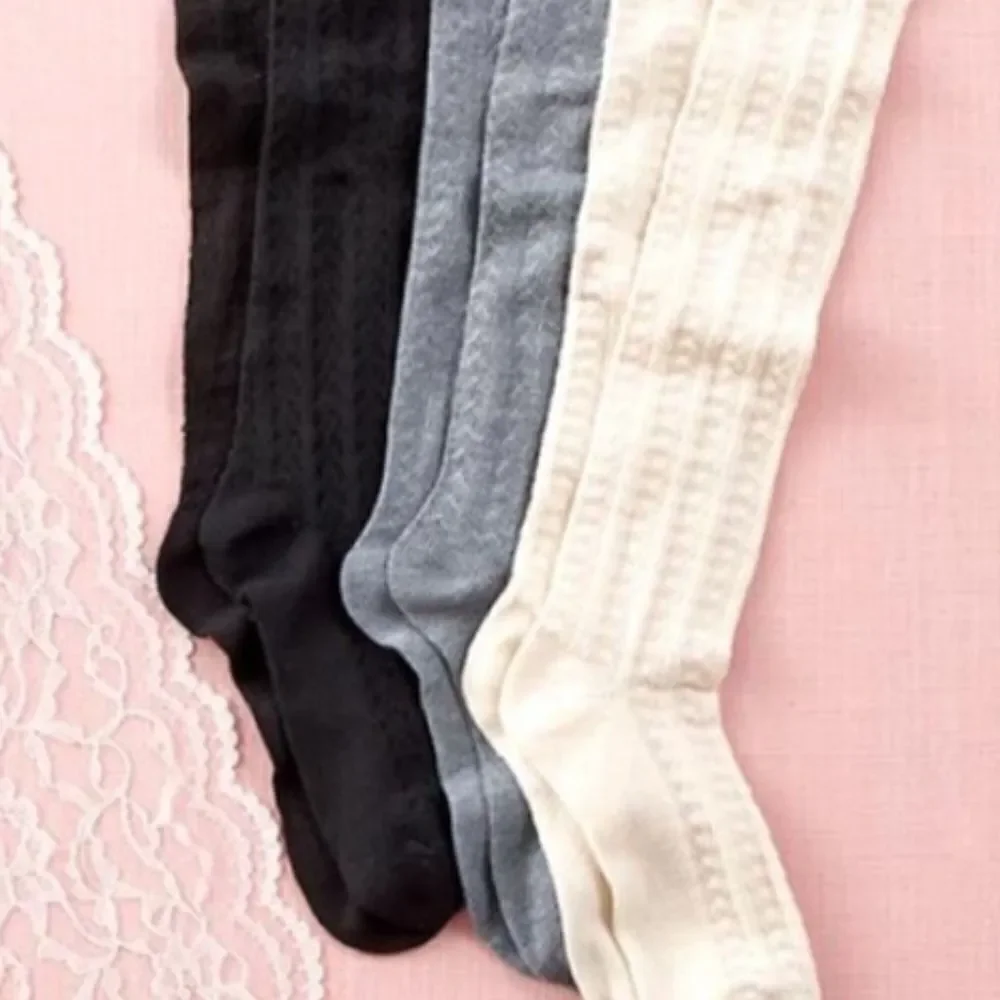 Gray Over‎ the Knee Socks with Lace  ONE PAIR